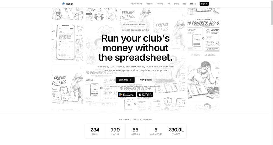 Duggy: Cricket Club Accounting App (Web, Android, iPhone)