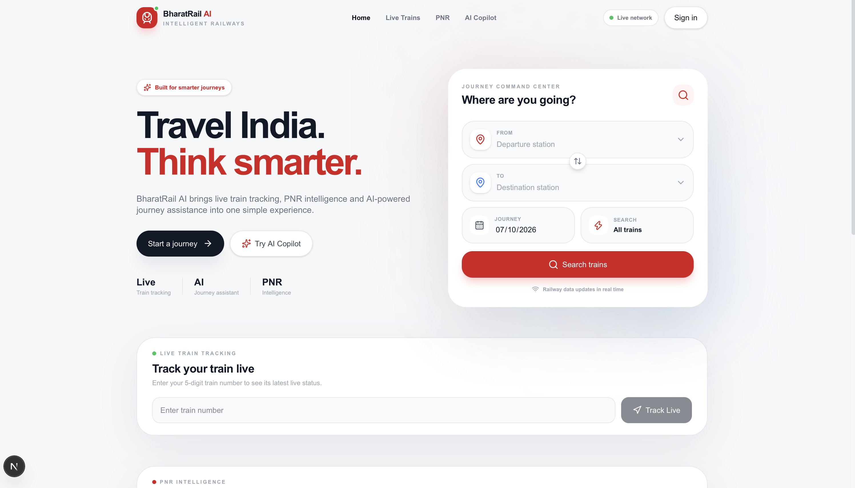 BharatRail AI — AI-Powered Indian Railway Tracking Platform